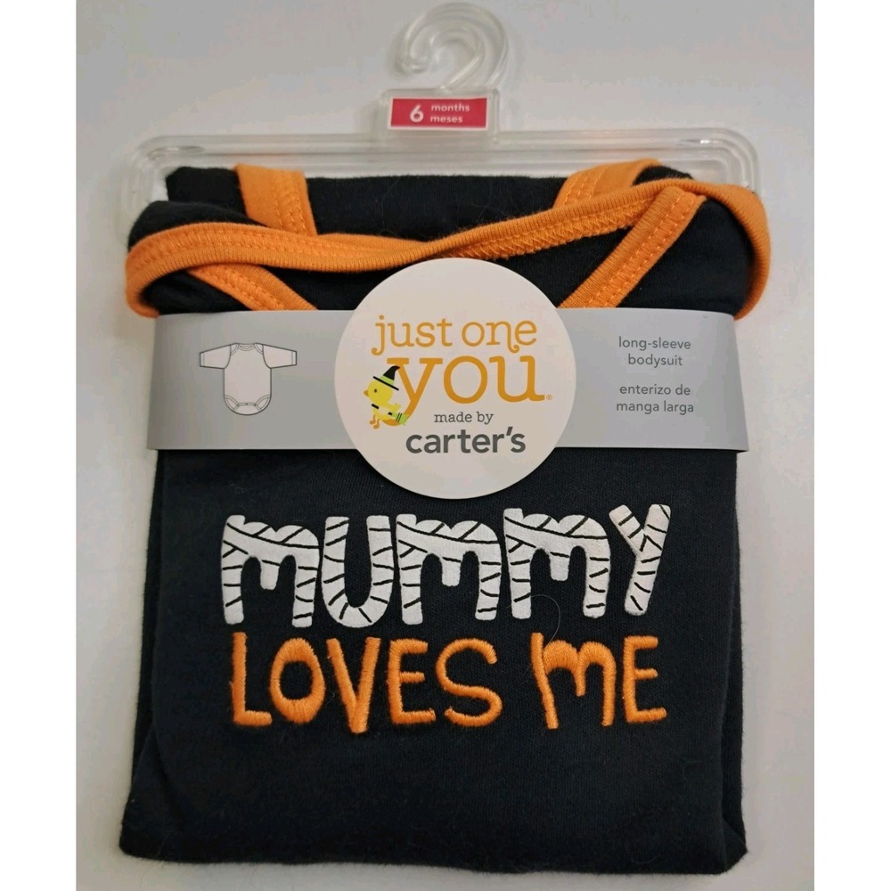 NWT NEW Halloween Bodysuit Just One You Baby 6 Months "Mummy Loves Me"‎ LS